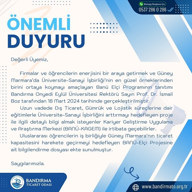 BANÜ-ELÇİ PROGRAMI BİLGİLENDİRMESİ